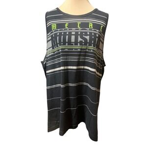 Metal Mulisha Mens XL Black Striped Graphic Tank Top Sleeveless Motocross Shirt
